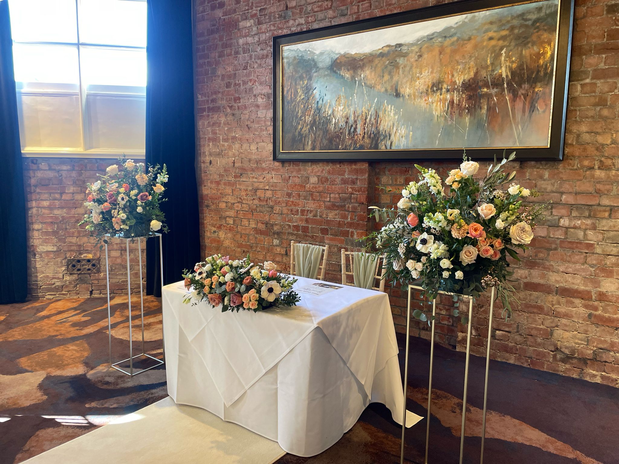Hotel Du Vin - Avon Gorge Hotel - Gold Flowers on Stand - Ceremony Table